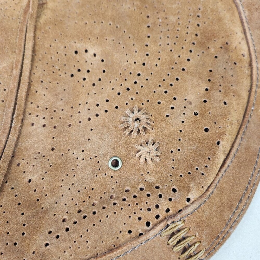 Lucky Brand Suede Hobo w/Fringe Brass Hardware Boho 13x16 Large - Picture 3 of 16